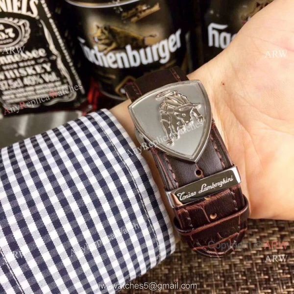 New Copy Lamborghini Herrenuhr Chronograph watch SS Black Dial 6