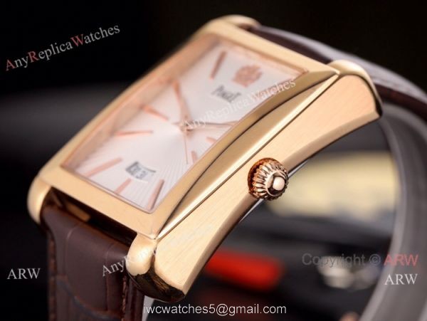 Copy Piaget Automatic Watches 40mm SS Black Dial Black Leather Band 6