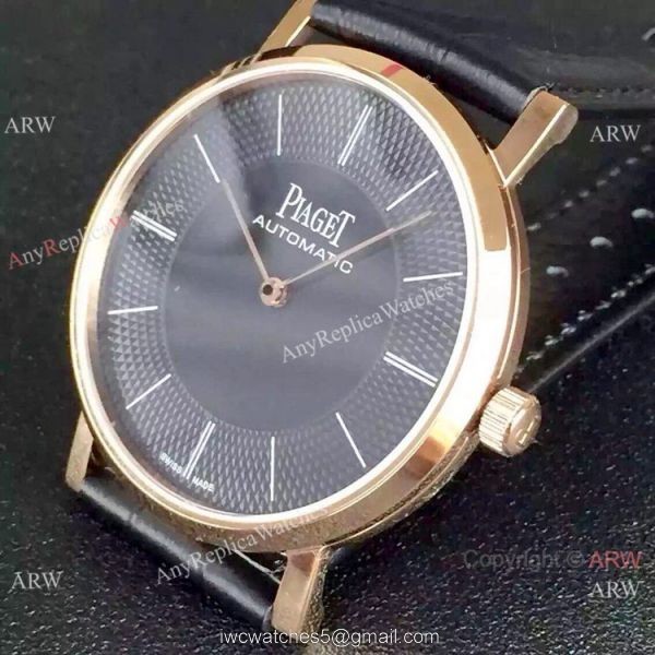 1 1 Swiss Replica Piaget Altiplano 9015 Rose Gold Black Dial Watch 6