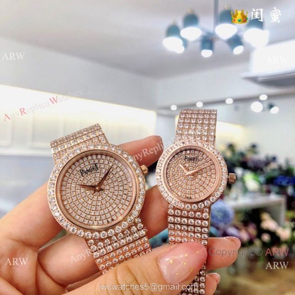 Swiss Grade Copy Piaget Polo Diamond Rose Gold Watch Ladies size 6