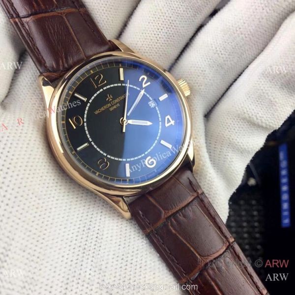 Copy Vacheron Constantin Geneve Stainless Steel Black Watch Low Price 6