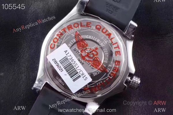 GF Factory Copy Breitling Avenger II GMT Watch SS Black Rubber Strap 6