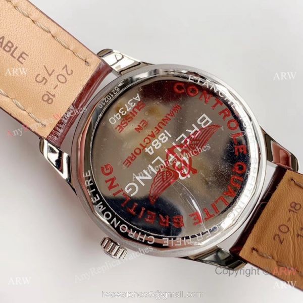 Swiss Grade Copy Breitling Premier 40mm Watch Gray Rhodium Face Leather Strap 6