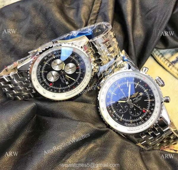 Copy Breitling Navitimer world GMT 45mm Watches Stainless Steel White Face 6