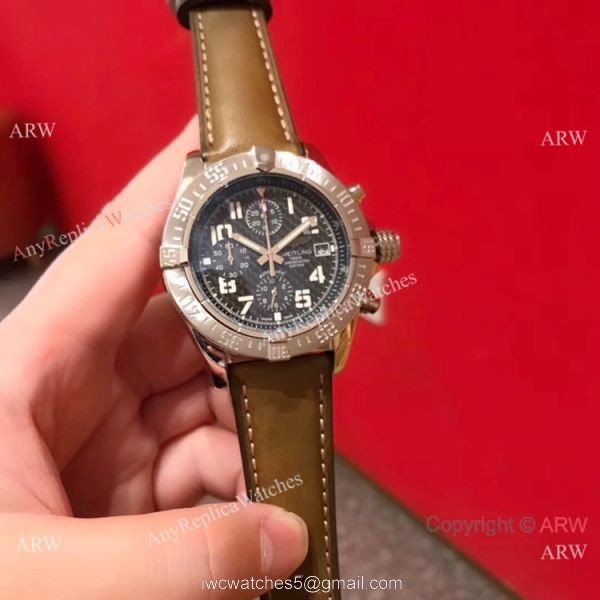 New Copy Breitling Super Avenger II SS Brown Leather Strap Watch 43mm 6