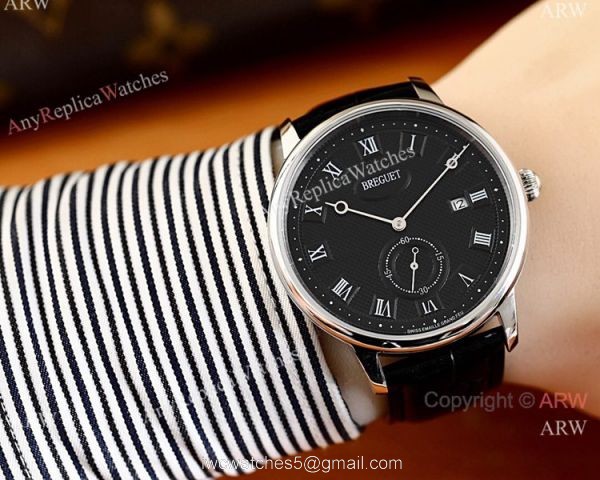High Quality Breguet Classique Men Watch SS Black Roman Face 6