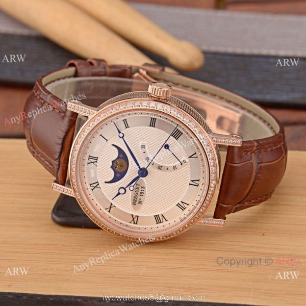 New Copy Breguet Classique Moonphase Stainless Steel Diamonds Watches For Sale 6