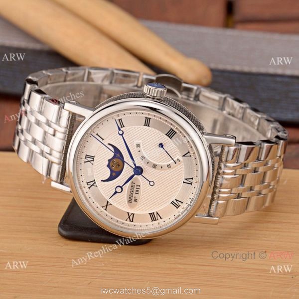 Breguet Classique Moon phase Replica Watch 2-Tone Rose Gold White Dial 6