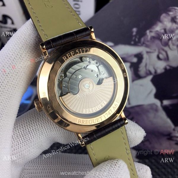 High Quality Copy Breguet Classique Mens Watch SS Black Leather Strap 6