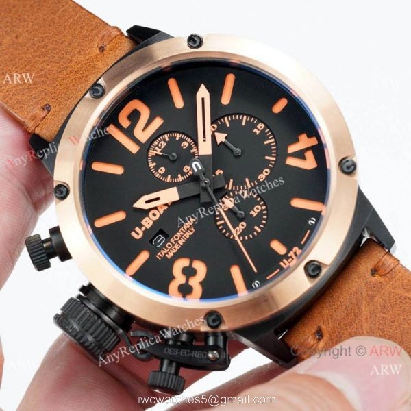 U Boat Classico U-72 Replica Watches Rose Gold Bezel Black Dial 6