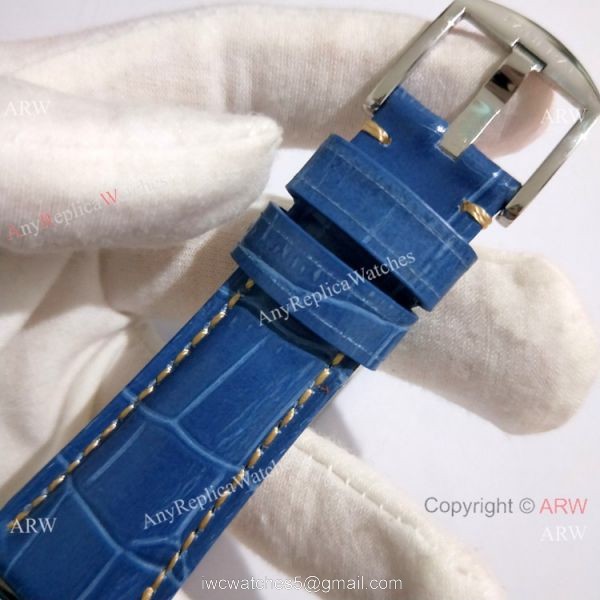 Copy Panerai Luminor Due PAM906 42mm Watch SS Blue Leather Strap 6