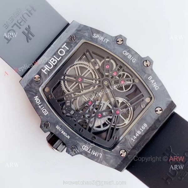 Swiss Grade Replica Hublot Spirit of Big Bang Tourbillon Carbon 42mm Watch All Black 6