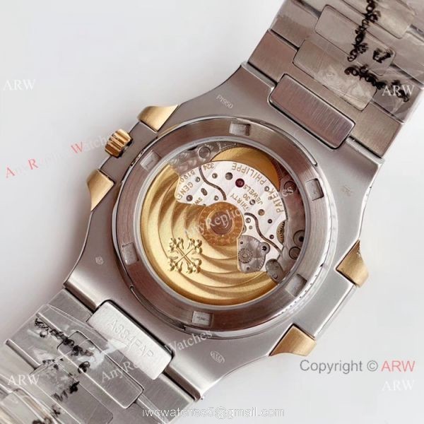 Highest Quality Copy Patek Philippe Nautilus Two Tone Black Watch Swiss Grade 1 6