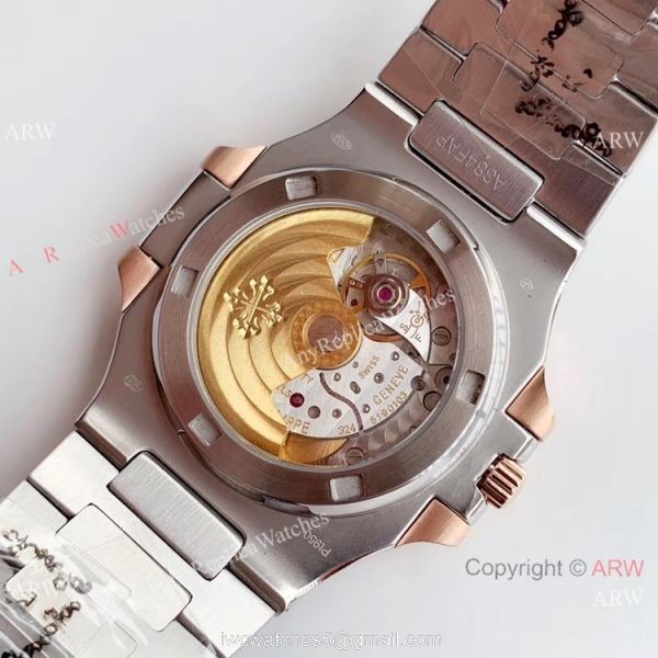 Swiss Grade One Copy Patek Philippe Nautilus watch 2-Tone Rose Gold Blue Dial 6