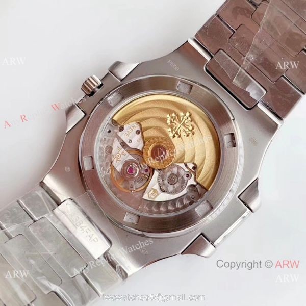 Super Replica Patek Philippe Nautilus Stainless steel White Face Watch Swiss Copy 6