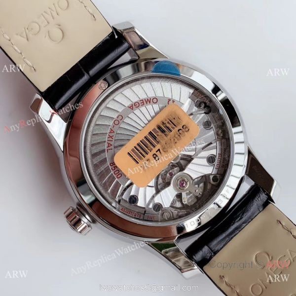 VS Factory Replica Omega De Ville Co-Axial Swiss 8500 Watch SS Black Leather Band 6