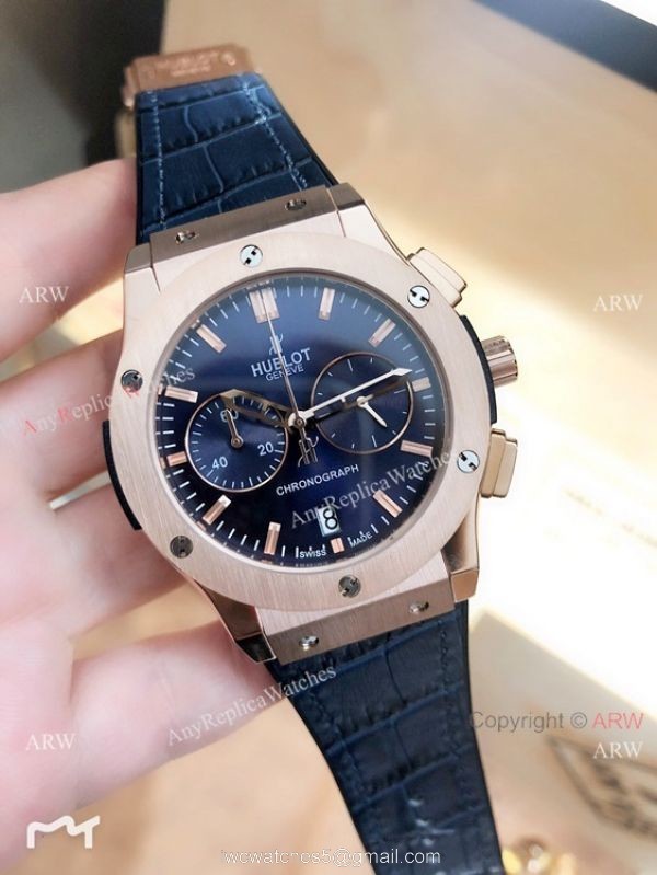 Replica Hublot Classic Fusion Chrono Watches Gray Dial Rose Gold 6