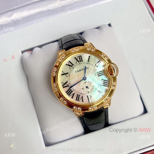 Copy Cartier Ballon Bleu 36mm Watch Yellow Gold White MOP Dial 6