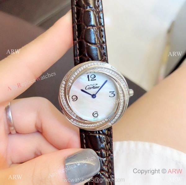 Perfect Replica Cartier Rose Gold White MOP Dial Watches For Sale 6
