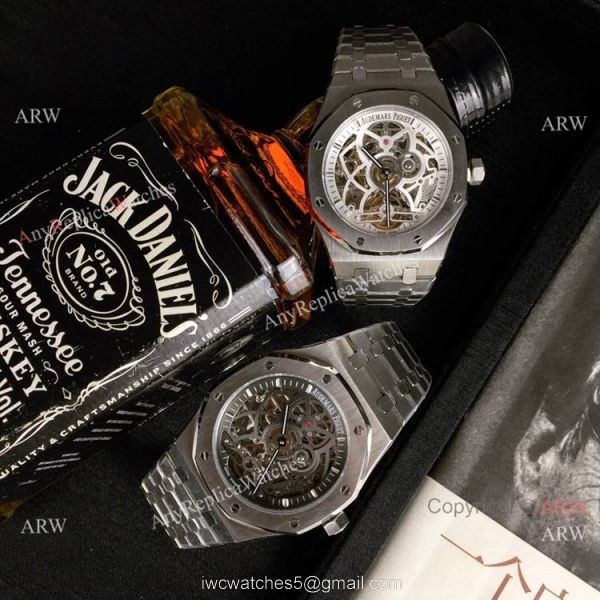 Fake AP Skeleton Royal Oak Stainless Steel 43mm Watch 6