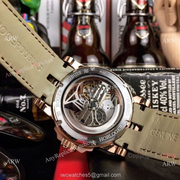 Roger Dubuis Excalibur 46 Skeleton Replica Watch Rose Gold White Dial 6