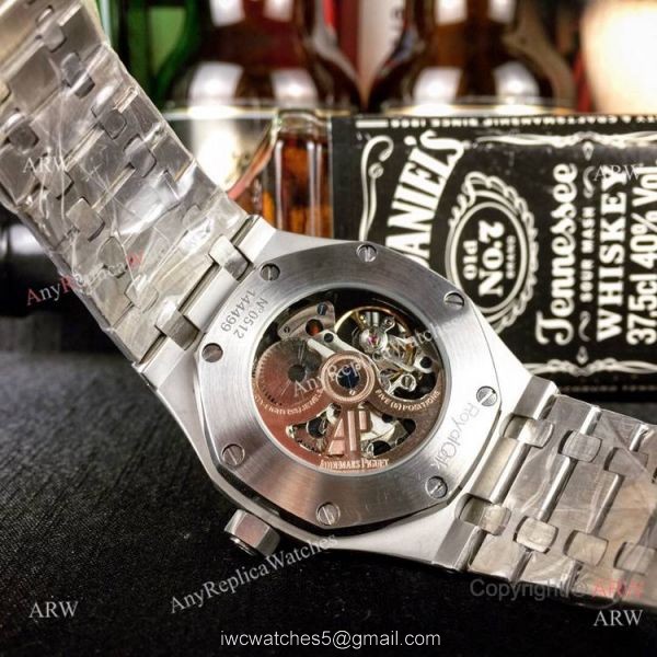 Audemars Piguet Royal Oak Stainless Steel Black Dial Fake AP Skeleton Watch 6
