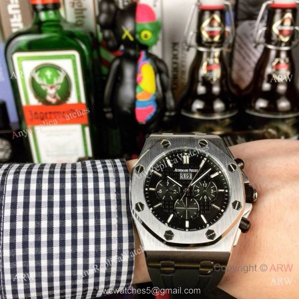 Fake Audemars Piguet Royal Oak Automatic Watch Rose Gold Black Dial 6