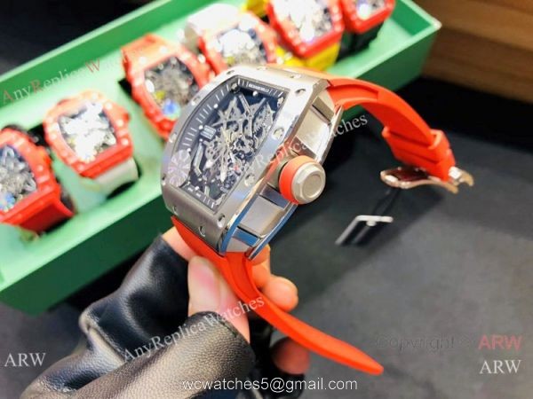 Copy Richard Mille RM035-Americas Watch SS Orange Rubber Band 6