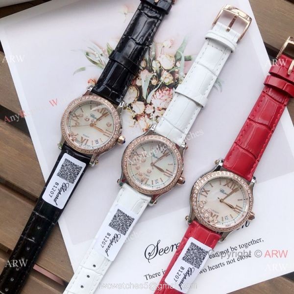 Copy Chopard Happy Sport 36mm Watch SS Diamond White MOP Dial 6
