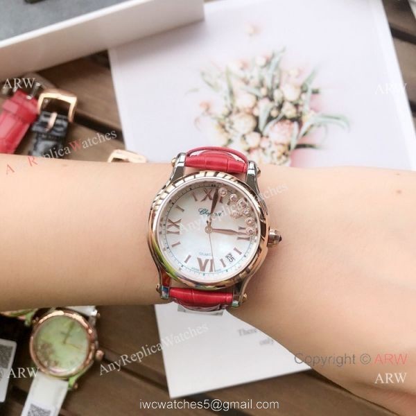 Replica Chopard Happy Sport 36mm Watches 2-Tone Rose Gold White Dial 6