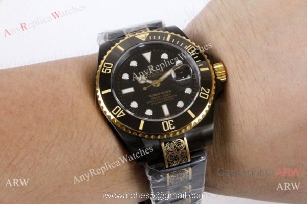 High Quality Rolex Submariner Black Face Two Tone Tattoo Watch 40mm 6