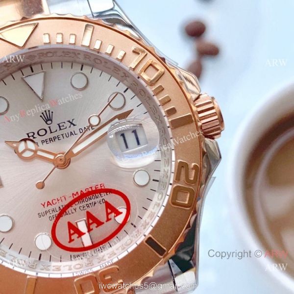 New Rolex Yachtmaster Rose Gold Replica Watch Silver Dial 6