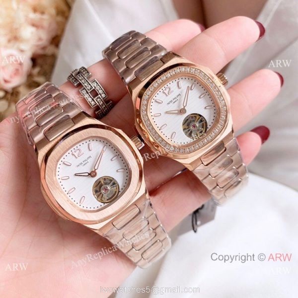 Patek Philippe Nautilus Womens Rose Gold Tourbillon Knock off Watches China 6
