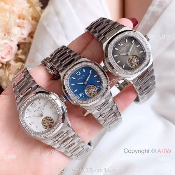 New Copy Patek Philippe Nautilus Womens 34mm Watch with Blue Tourbillon Dial 6