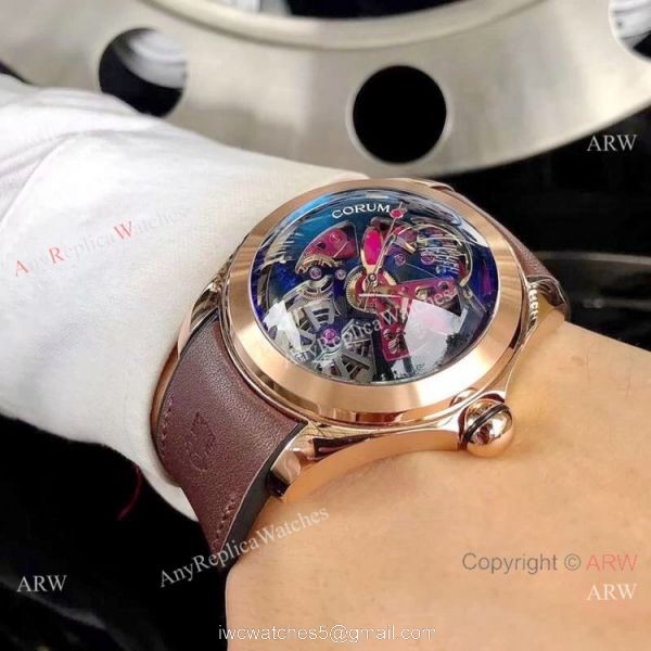 New Replica Corum Watches Corum Bubble Squelette Rose Gold Skeleton Dial 6