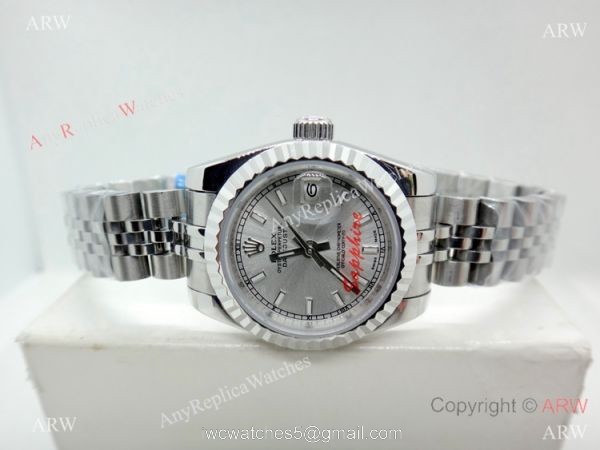 Copy Rolex Datejust 26mm Women Watch Stainless Steel Silver Dial 6