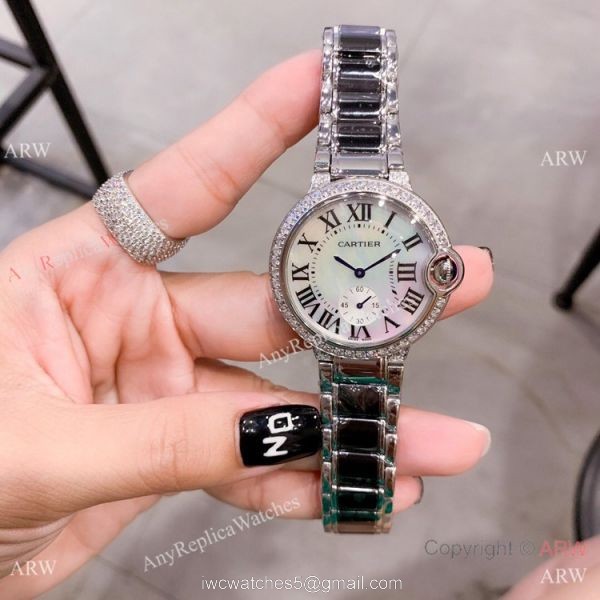 Cartier Ballon Bleu de 36mm Quartz Watch Black Ceramic Silver 6