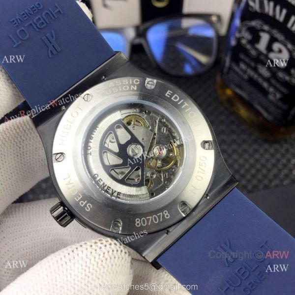 Hublot Classic Fusion Silver Dial Black Rubber Strap Replica ARW Watches 6