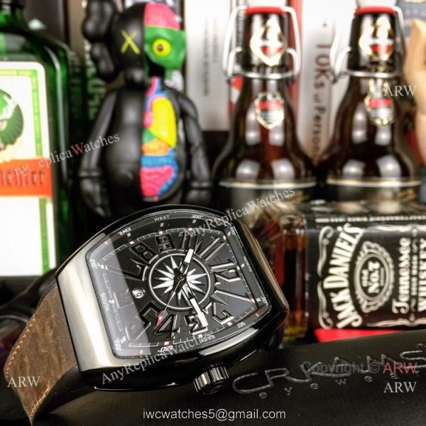 Replica Franck Muller Vanguard Yachting watch Black Dial Gray Gummy Band 6