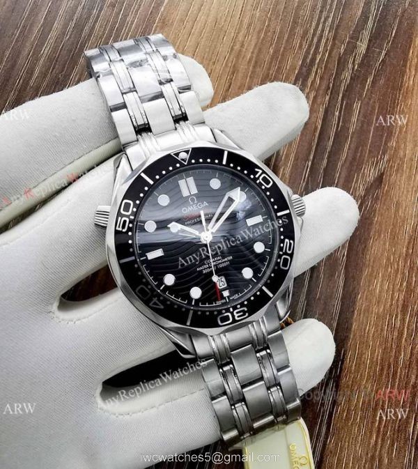 Copy Omega Seamaster Diver 300M James Bond Replica Watch Stainless Steel Blue Bezel 6