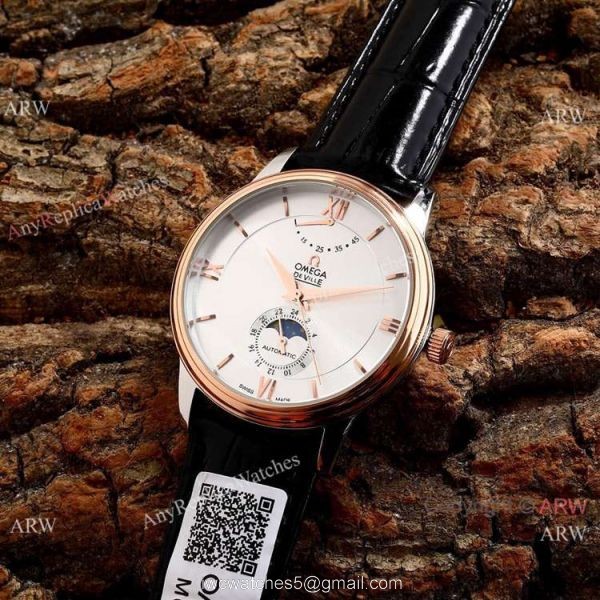 Omega De Ville Fake 40mm Watch 2-Tone Rose Gold Moonphase 6