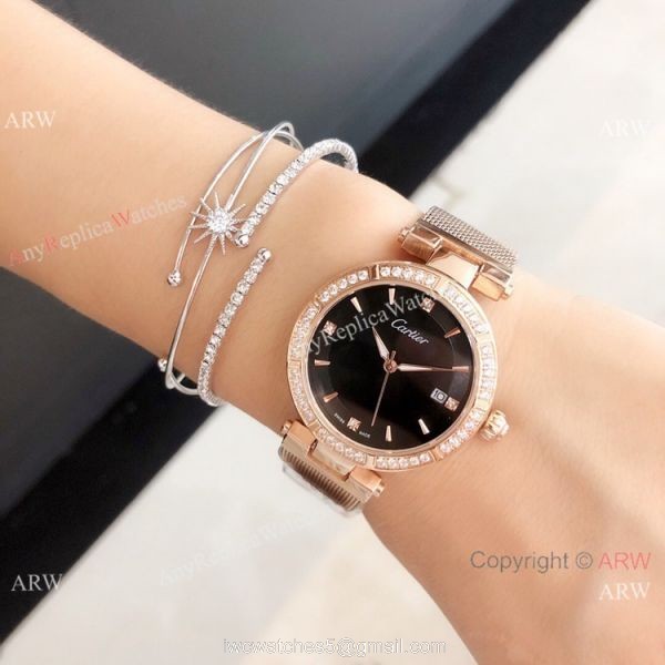 New Copy Cartier Pasha de Black Dial Rose Gold Watch 35mm Women 6
