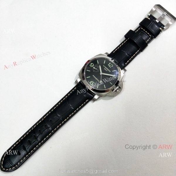 Officine Panerai Luminor GMT PAM320 Copy Watch SS Black Dial 6