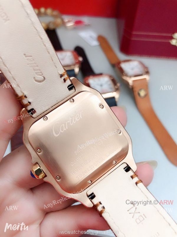 Clone Cartier Santos de Rose Gold Quartz Watch Japan Grade 6