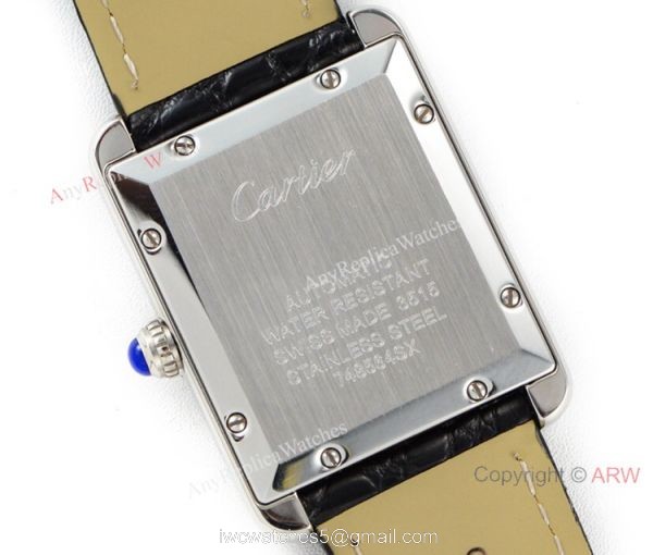 (ER)Swiss replica Cartier Tank Solo Automatic 31mm Watch White Dial Leather Strap 6