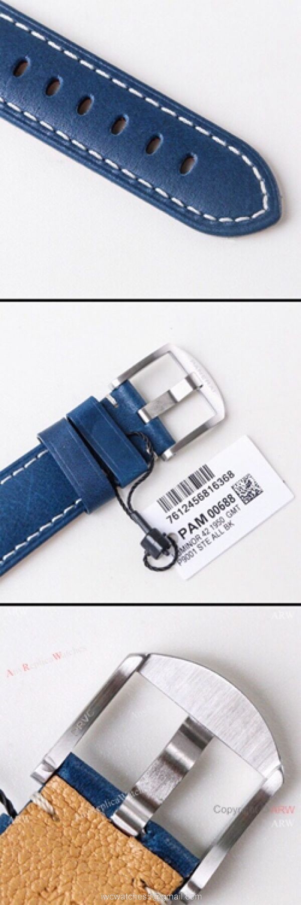 (VS) Copy Panerai Luminor 1950 GMT Blue Dial PAM 688 Watch Swiss Panerai Bracelet 6