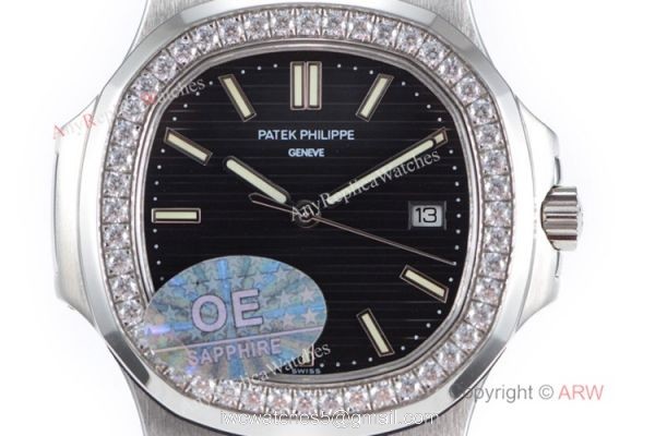 OE Factory Best Replica Patek Philippe 5711 G Nautilus SS Diamond Watches 6