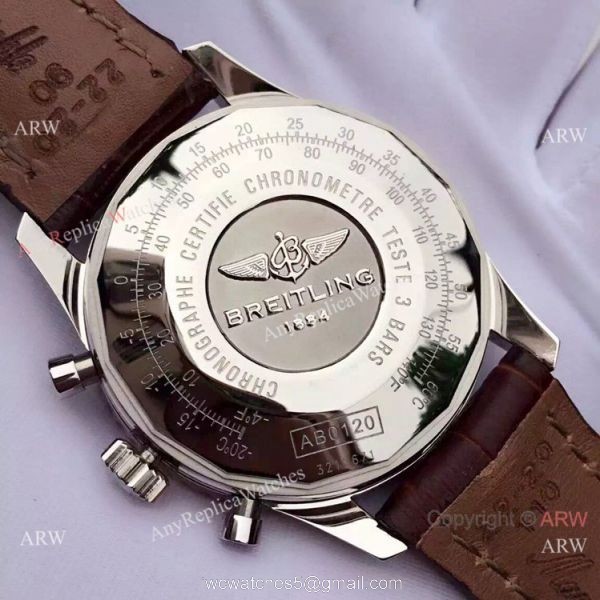 JF FACTORY Breitling Navitimer 01 Men Watch White Dial Brown Leather Strap 6