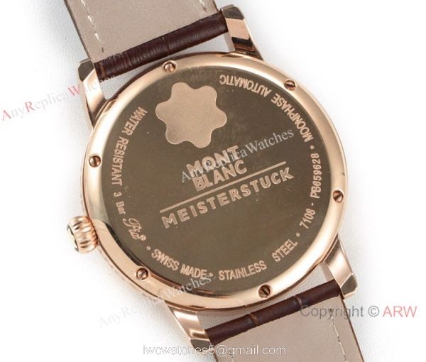 VF Factory Fake Montblanc Star Legacy Moon Rose Gold White Face Watch 6