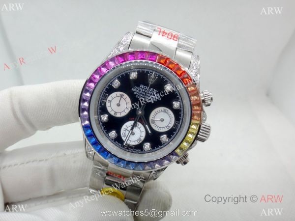 Rolex Daytona Rainbow Replica Watch Stainless Steel Chronograph 40mm 6